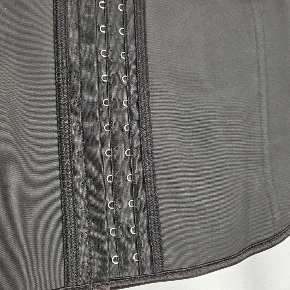 Waist Trainer Corset‎ Latex Size Large Black Mild Boning Adjustable Hook & Eye